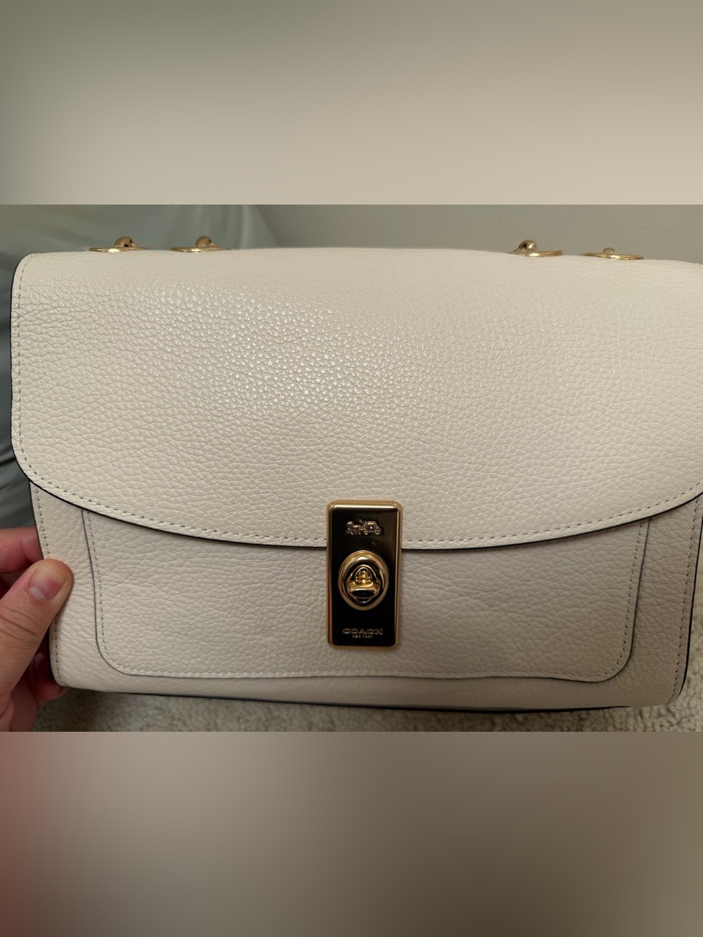 Coach white leather party bag